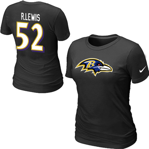 Nike Baltimore Ravens #52 Ray Lewis Name & Number Women's NFL T-Shirt - Black